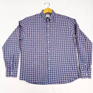 J.Crew Men's Size L Purple/Blue Plaid Slim Stretch Fit Shirt